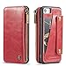 Produktbild elecfan iPhone 8 Ledertasche,iPhone 7 Ledertasche, Brieftasche Etui Case Wallet Zipper Card Holder mit Kartenfächer und Bargeld Retro Vintage Stand Smart Cover Kompatibel mit iPhone 7/8,Rot