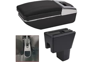 SZSS-CAR Car Center Console Armrest Replacement for Suzuki Celerio Leather Armrests Storage Box (Black Stitches Without USB)