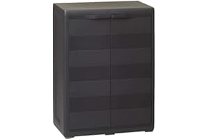 Keyur Outdoor Wardrobe, Garden Storage Cabinet Utility Cabinet Storage Box Storage Cupboard Garden Storage Cabinet with 1 Shelf Black