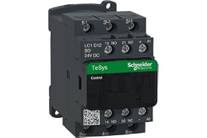 Schneider Electric Kontaktor, TeSys D, 3 polig (1 slutande + 1 brytande hjälpkontakt), AC3 12A, 24VDC spole LC1D12BD