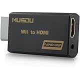Musou Adaptateur Wii vers HDMI Signal vidéo Convertisseur Full HD 1080p avec Audio Sortie Jack 3,5 mm，Noir