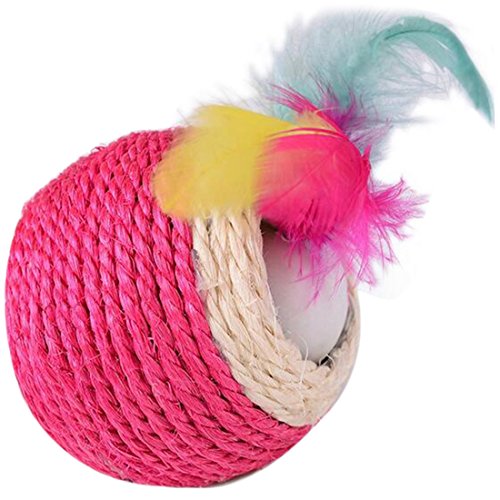 Funny-Pet-Products-Scratch-Sisal-Ball-Dual-Holes-With-Feather-Pet-Cat-Dog-Toys
