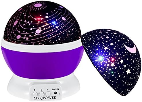 Night Ligthing Lamp, MKQPOWER Romantic 3 Modes Colorful LED Moon Sky Star +Dreamer Desk Rotating Cosmos Starlight Projector for Children Kids Baby Bedroom(Purple)