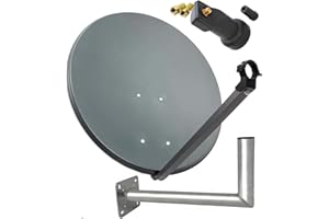 PremiumX SAT Anlage 60cm Anthrazit Satellitenantenne Satellitenschüssel Single LNB Wandhalter 45cm ALU 2X F-Stecker