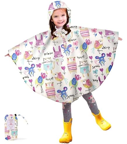 Mantello Antipioggia Bambini Impermeabile Bambini Vicloon In EVA | Poncho Pioggia Riutilizzabile Con Cappuccio | Per Ragazzi E Ragazze 120-150cm Tuta Impermeabile Bambina - 10