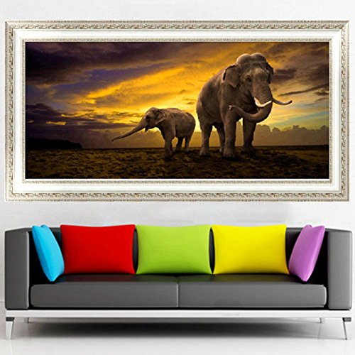 Moresave Tierwelt Elefant DIY Würfel Diamant Kreuzstich Wandbild