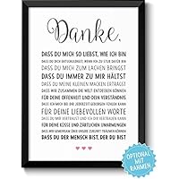 DANKE Liebe - schöne Liebeserklärung – Rahmen optional – Geschenk Geschenkidee Valentinstag Geburtstag Jahrestag Hochzeitstag Hochzeit Männer & Frauen