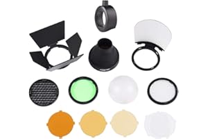 Godox Kit de Accesorios de Flash S-R1 Y AK-R1, Difusor de Domo, Filtros de Color, Adaptador de Flash, para Flashes de Godox, Flash Speedlite de Canon, Nikon, Sony, Yongnuo, etc