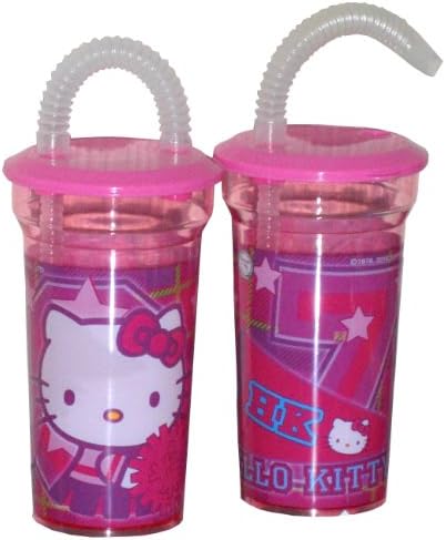 Hello Kitty Water Caneen Cup with Straw &amp; Lid