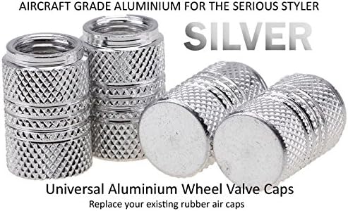 Universal Aluminium Wheel Valve Air Caps - SILVER - Suitable for ALL MAKES OF CARS, including AUDI, BMW, VW, MERCEDES-BENZ, PORSCHE, FORD, VAUXHALL, HONDA, RENAULT, MINI, JAGUAR, SEAT, PEUGEOT, BENTLEY
