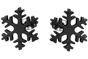 BlackAmazement 2er Set 316L Edelstahl Ohrstecker Schneeflocke Snowflake Eiskristall Silber Schwarz Gold Damen