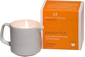 BEAUTY IMAGE Bougie de Massage Grande - Parfum Fruit de la Passion [80 g pour 4 à 5 Massages Corporels Complets] Bougie de Massage Érotique-Sexuel - Huile Chaude pour Massage Professionnel