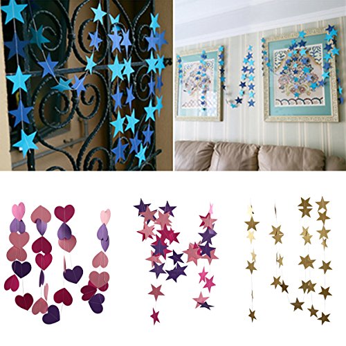 Cadillaps Herz Stern Wimpelkette Papier Party Hängedeko Hochzeits Dekoration Girlande 3m - 8