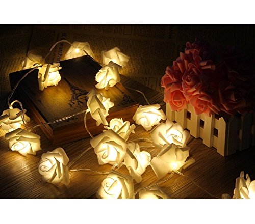 Blumen LED Lichterkette 20 LED Rosen Lichterkette Batteriebetrieben Innen Im Freien Beleuchtung für Garten Rasen Bar Verein Hochzeit Valentinstag Weihnachten Schlafzimmer Innendekoration - 2