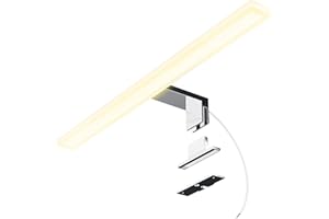 SSC-LUXon LINA - Lampada da specchio per bagno, 50 cm, luce bianca calda, 230 V, colore argento lucido, 3 in 1