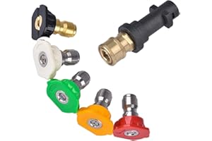 AIM Tools Adaptador de Pistola Compatible con Lavadora a Presión Kärcher K2 K3 K4 K5 K6 K7 Conexión Hembra de Conexión Rápida de 1/4'' con 5 Boquillas de Pulverización Múltiples Grados