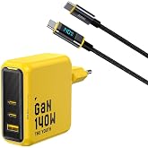 Aohi Youth 140W 3 Portlu Şarj Adapt&ouml;r&uuml;, 140W LED Ekranlı Naylon &Ouml;rg&uuml;l&uuml; S&uuml;per Hızlı Şarj/Data Kablosu Seti