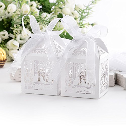 *Versand aus Deutschland* 50 x ivory Vogelkäfig-Entwurf Hochzeit Taufe Gastgeschenk Geschenkbox Kartonage Schachtel Geschenkschachtel Bonboniere Box Hochzeit Dekoration - 2