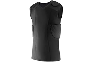Topeter Rib Protection Vest Padded Compression Shirt with Rib Shoulder & Back Pads Rash Guard Sports Training Tank Tops