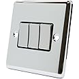 AET CPC3GSWIBC Polished Chrome Classical Black Insert Metal Rocker Switches-10 Amp Triple 3 Gang 2 Way Light Switch, 240 V