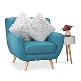 Relaxdays 2er Set Kissen Kunstfell, Sofakisssen mit Bezug, Dekokissen flauschig, HxBxT: ca. 15 x 45 x 45 cm, weiß-grau Relaxdays 2er Set Kissen Kunstfell, Sofakisssen mit Bezug, Dekokissen flauschig, HxBxT: ca. 15 x 45 x 45 cm, weiß-grau