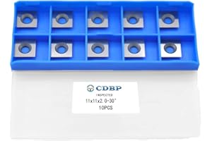 CDBP Plaquettes de coupe carrées droites en carbure de tungstène 11mm (11 x 11 x 2,0mm) pour outils tournage bois, 10 pièces