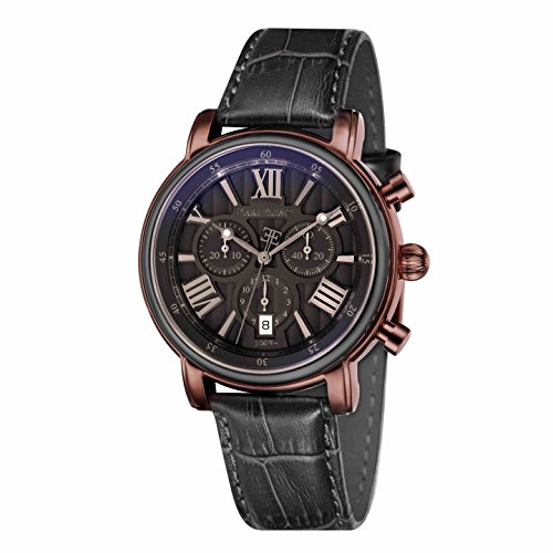 Thomas Earnshaw Longcase 43 Men's Quartz Watch with Brown Dial Analogue Display with Black Leather Strap ES-0016-08