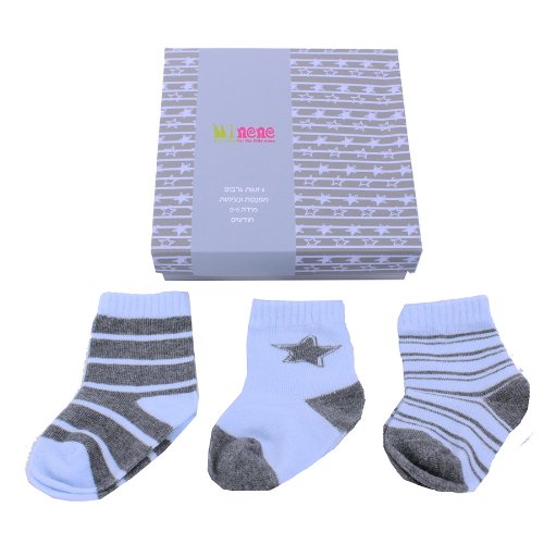 Minene Unisex Baby Socks Gift Set Grey/White/Light Blue/Gray 6-12 Months