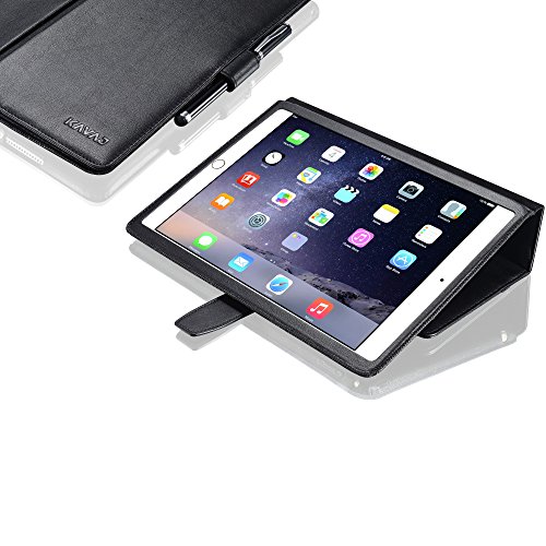 KAVAJ Ledertasche Case Hülle „London“ Für Das Apple IPad Air 2 Schwarz Aus Echtem Leder Mit Standfunktion Inkl. Eingabestift. Dünnes Smart Cover Als Edles Zubehör Für Das Original IPad Air 2 - 6