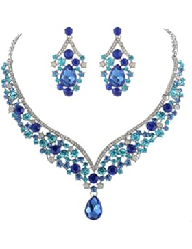 EVER FAITH® österreichischen Kristall V-Form Halskette Ohrring Schmuck Set