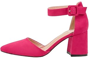 Rio Fiore Damen Pumps, Schwarz/Weiß/Grau/Blau/Beige/Taupe/Grün/Fuchsia/Violett/Rot, 7.5cm Blockabsatz, Bequeme Pumps mit Riemen, weiches Wildlederimitat/Kunstleder, Riemchenpumps, H1877-A0142