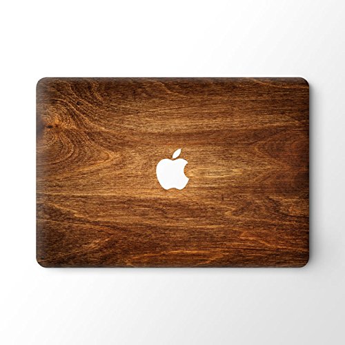 pop-items Macbook Cover, hochwertiges Wood Design, Holz Muster Aufkleber, Folie, ausgespartes Apple Logo, abziehbarer Sticker, Vinyl Skin für Macbook (13 Air, holz dunkel)