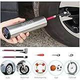 GHB Mini Auto-Luftpumpe Elektrischer Luftverdichter für Fahrrad Ball Ballon 150 PSI Portabel Aufladbar mit LCD-Display