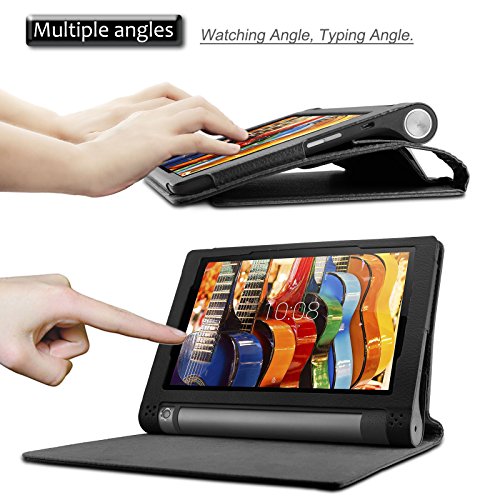Lenovo Yoga Tab 3 10 Hülle Case, Infiland Slim Fit Folio PU-lederne dünne Kunstleder Schutzhülle Cover Tasche für Lenovo YOGA 3-10 25,7 cm (10,1 Zoll IPS) Tablet(Not für Lenovo Yoga Tab 3 Pro/Yoga Tab 3 10 Plus) (mit Auto Schlaf / Wach Funktion)(Schwarz) - 4
