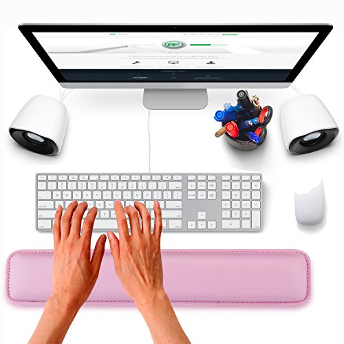 Druck PU Leder Computer Maus Tastatur Handgelenkauflage mit 2 PC, rutschhemmenden Matte, 46,5 cm Weich Handgelenk Kissen Pad mit Memory-Schaumstoff für Notebook/Desktop Tastatur, Anzug für Büros, Home, Gaming 18.3 * 3.2 *1 inch rose - 2