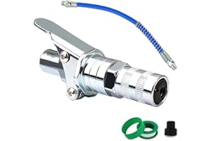 yufana 12000 PSI Pressione Pistola per Grasso G Accoppiatore,Raccordo Accoppiatore Grasso,Pistola per Grasso G Accoppiatore Attacco,per Ingrassatore Boccaglio con Impugnatura di Sicurezza(Argento)