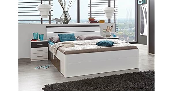 Ehebett Bettanlage Stauraumbett Liegeflache 180 X 200 Cm Lava Schlafzimmerbett Grau Braun Nachtschrank Lifestyle4living Bett Weiss Schublade Schlafbett