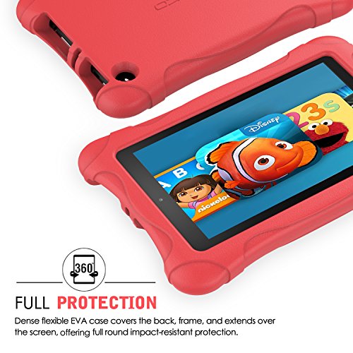 MoKo Fire 7 2015 Hülle – Superleicht EVA Stoßfest Kinderfreundlich Kinder Schutzhülle für Amazon Fire 7.0 Zoll (5. Generation – 2015 Modell), Rot - 4