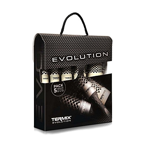 Termix Evolution Soft - Pack di 5 pennelli termici per capelli tondi con fibra ionizzata ad alte prestazioni, appositamente progettati per capelli delicati. Comprende i diametri 17, 23, 28, 32 e 43.