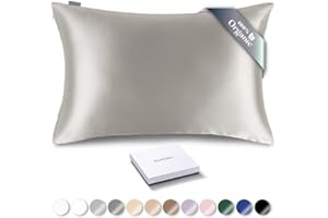 RENESSY Funda de Almohada de Seda Orgánica 50x75 cm - 100% Seda de Morera Orgánica, 22 Momme, Naturalmente Hipoalergénica, Promueve la Salud del Cabello y la Piel, 1 Pieza (Gris Claro)