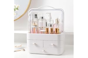 YunNasi Makeup Organiser Storage, Cosmetic Organiser, Skincare Organiser, Dressing Table Organiser Dustproof Waterproof (White)