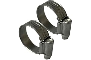 On1shelf W4 - Abrazadera de manguera de acero inoxidable tipo británico x2 Blanco 60-80mm