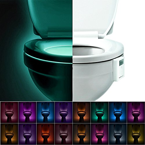 2 x LED Toilette WC Nachtlicht Lampe mit Bewegungssensor, Batteriebetriebenes Toilettenbeleuchtung Toiletten Licht Lamp WandleuchterBeleuchtung für Kinder Badezimmer Potty Training Dekorativen Witz Geschenk(16 Farben, Mit 3 Stück Batterien) - 2