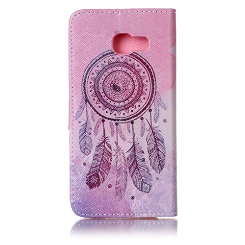 Galaxy A5 2017 Hülle,Samsung Galaxy A5 2017 Handyhülle Brieftasche,Elegante Pink Tribal Traumfänger Feder Muster Leder Schutzhülle Case Etui im Bookstyle Weiche Inner Magnetverschluss Protektiv Flip Hülle Tasche Wallet Telefon-Kasten Case Cover mit[Ständerfunktion] und [Kartenfächer]für Samsung Galaxy A5 2017+1xSchwarz Glitzer Bling Eingabestift-Pink Tribal Traumfänger - 3