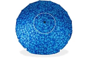 CREVICOSTA QUALITY MARK MARCAS DE CALIDAD - Sombrilla de playa 240 cm con Espiral y Poste de Recorrido Total. 16 Varillas