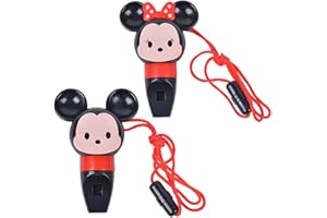 Sifflet pour Enfant, BESTZY 2 Pièces Sifflet Mickey Minnie avec Lanière, Sifflet de Dessin Animé Mickey Minnie Sifflet en Plastique Mickey Minnie, Convient pour Le Divertissement et l'Aide des Enfants