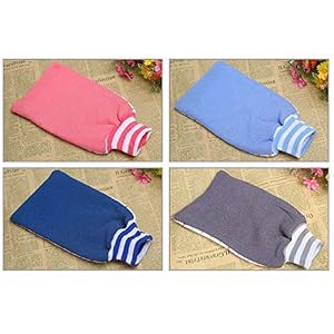 Stripe Design Exfoliating Mitts Shower Bath Body Scrubber Loofah Mitt Gloves, 01 - Image 2
