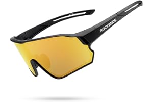 ROCKBROS Occhiali Ciclismo da Sole Polarizzati, Occhiali UV 400 Sportivi per Bici MTB, PC Lenti Polarizzate, Uomo Donna, Ultraleggeri