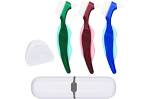 CENRONG Denture Cleaning Brush，5 Pcs False Teeth Brushes Denture Cleaner Toothbrush Hard Denture Brush Double-Sided Toothbrush，for False Teeth Cleaning