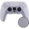 eWINNER Leather Texture Soft Silicone Protection Case Cover Electronic game Machine Accessories compatible with SONY PlayStation 5 PS5 Wireless Controller for Dual Sense (White)
